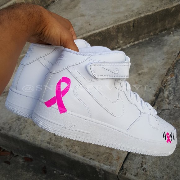 Nike Air Force 1 Mid White Pink "HOPE" Breast Cancer Awareness Custom NWT - Picture 10 of 10